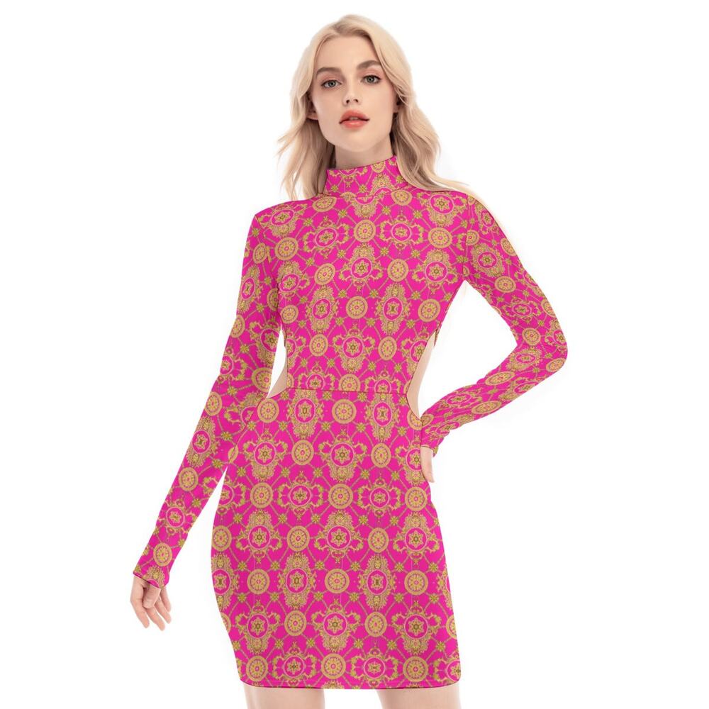 FullbreedCustom Print Women's Waist Hollow Hip Dress